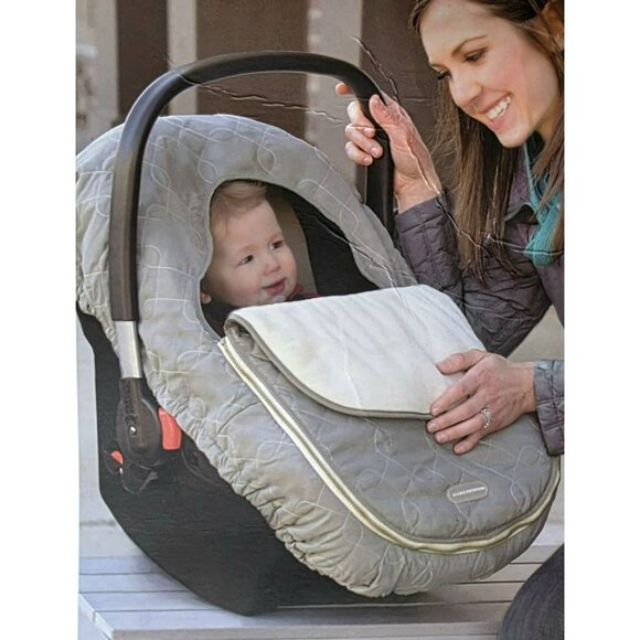 New Fleece Lined Car Seat Cover Baby Protection Winter Gray Quilted Zip JJ Cole - Picture 2 of 5